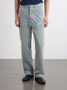KAPITAL - Liberty Hickoree Lumber Straight-Leg Striped Cotton-Canvas Trousers - Blue
