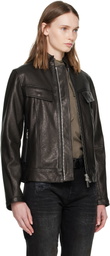 AARON ESH Black Grained Leather Jacket
