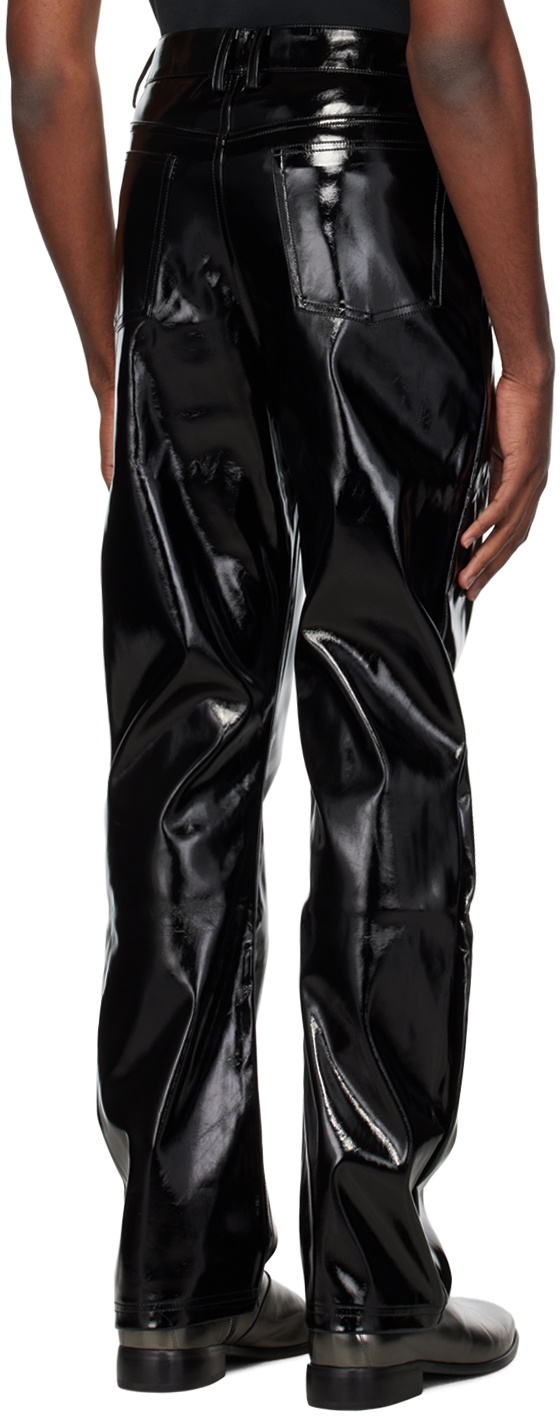 Entire Studios Black Wet Faux-Leather Trousers Entire Studios