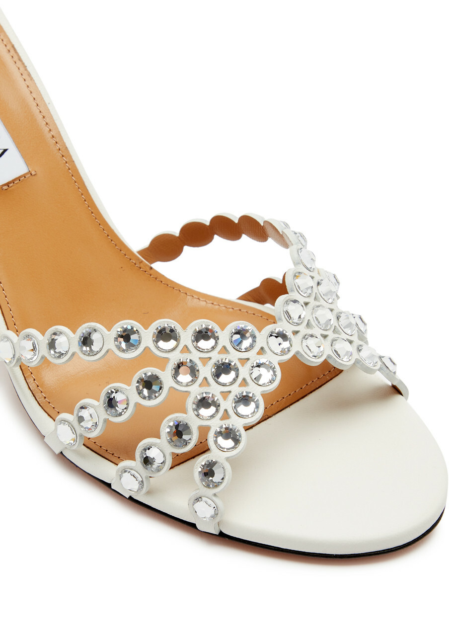 Aquazzura Tequila 75 Leather Mules White