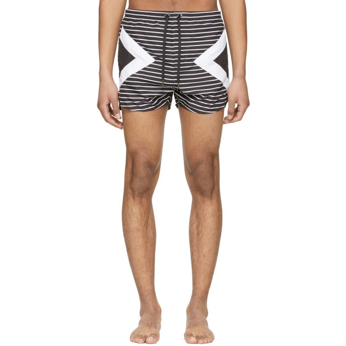 Photo: Neil Barrett Black and White Modernist Striped Swim Shorts