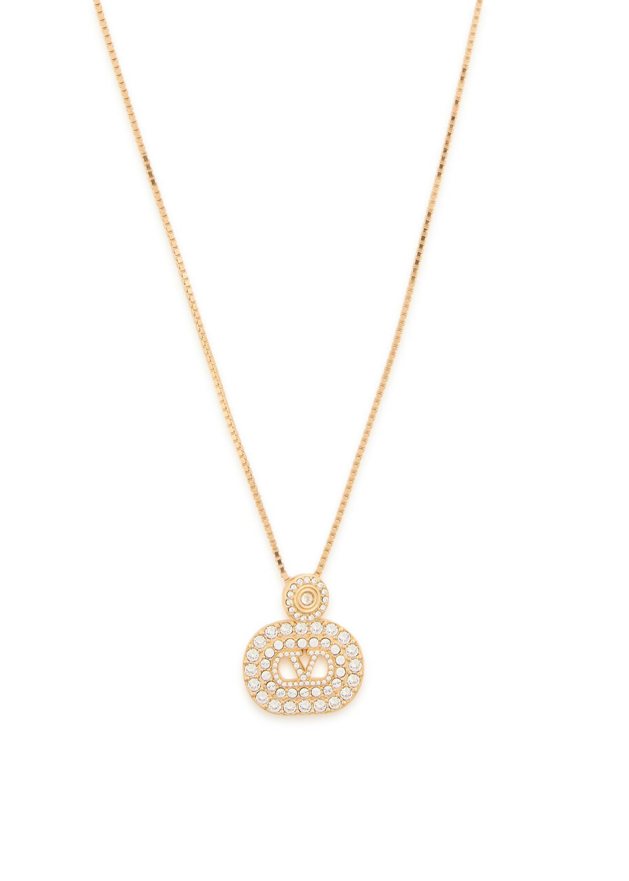 Valentino Vlogo Crystal-embellished Two-toned Necklace - Gold - One Size