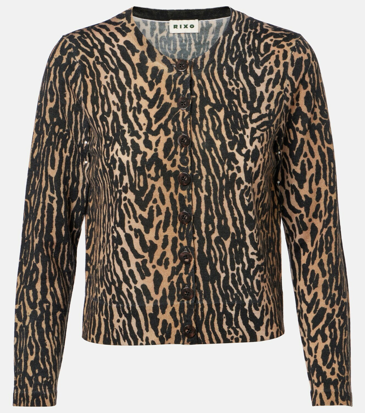 Rixo Peony leopard-print wool cardigan