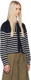 YMC Navy & White Foxtail Stripe Cardigan