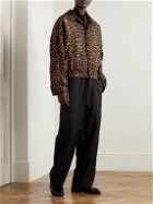 SAINT LAURENT - Leopard-Print Silk-Satin Jacket - Brown