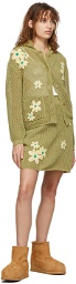 SJYP Green Motif Embroidery Mini Skirt