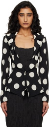 Junya Watanabe Black & Off-White Printed Georgette Blazer