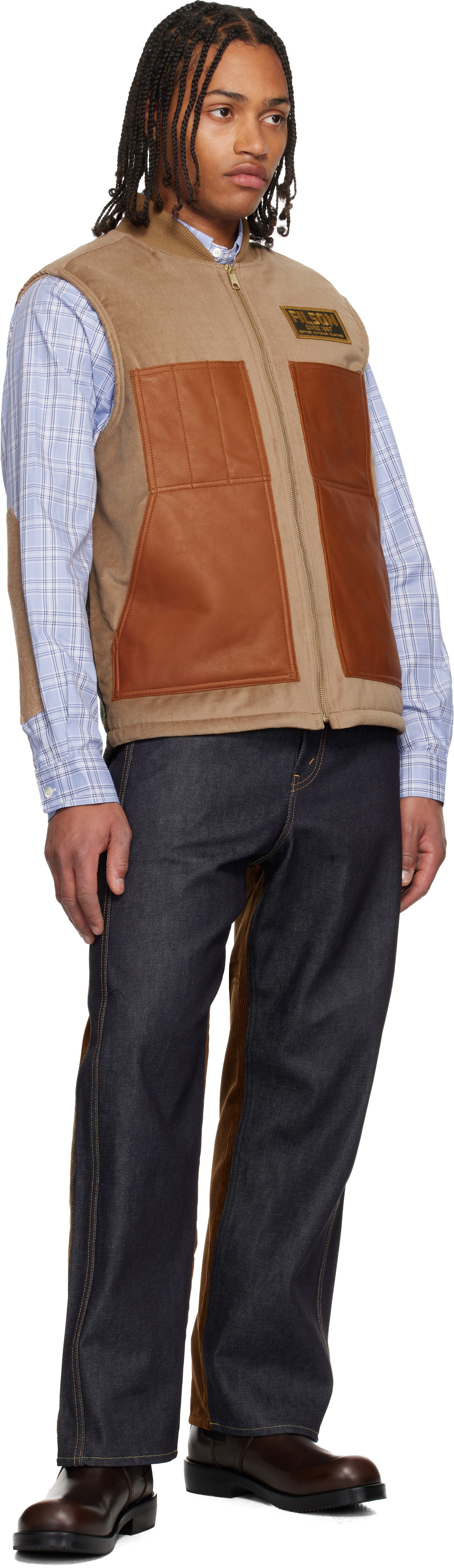 Junya Watanabe Beige & Green Filson Edition Faux-Suede Vest