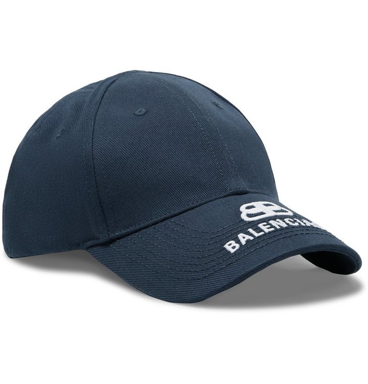 Photo: Balenciaga - Logo-Embroidered Cotton-Twill Baseball Cap - Storm blue