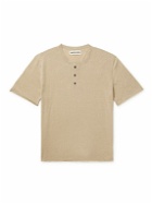 Miles Leon - Linen and Cotton-Blend Henley T-Shirt - Neutrals