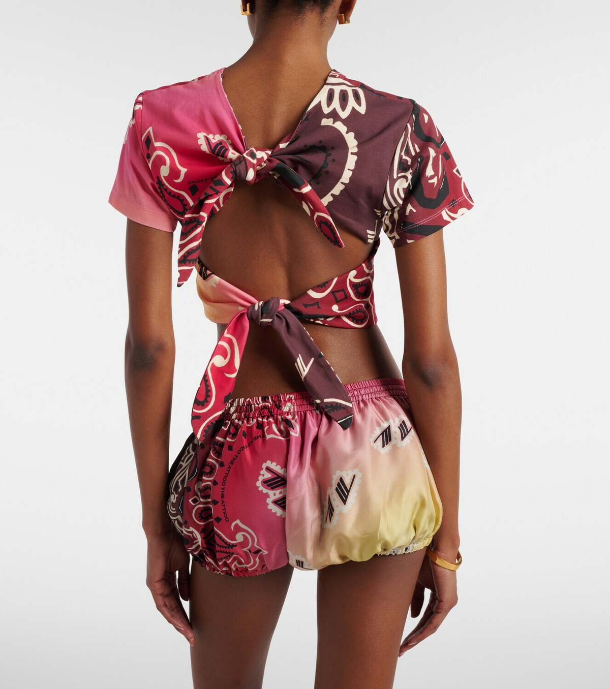 The Attico Printed silk shorts