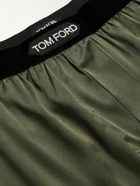 TOM FORD - Velvet-Trimmed Stretch-Silk Satin Boxer Briefs - Green