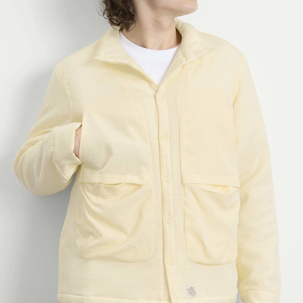 Ranra Men's Epitome Wool Silk Padded Overshirt in Pristine