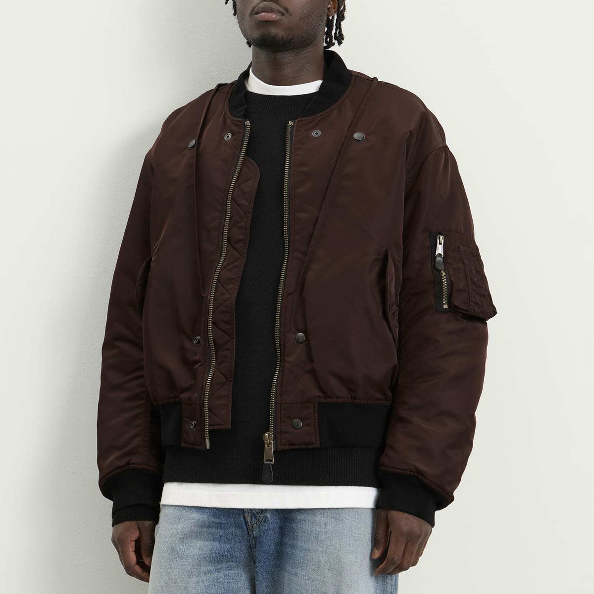 Maison Margiela Men's Reversible Bomber Jacket in Dark Brown