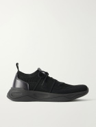 Berluti - Shadow Leather-Trimmed Stretch-Knit Sneakers - Black