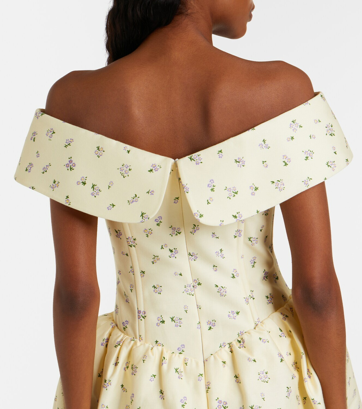 Shushu/Tong Floral off-shoulder cotton and silk corset dress