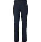 Anderson & Sheppard - Slim-Fit Pleated Linen Trousers - Blue