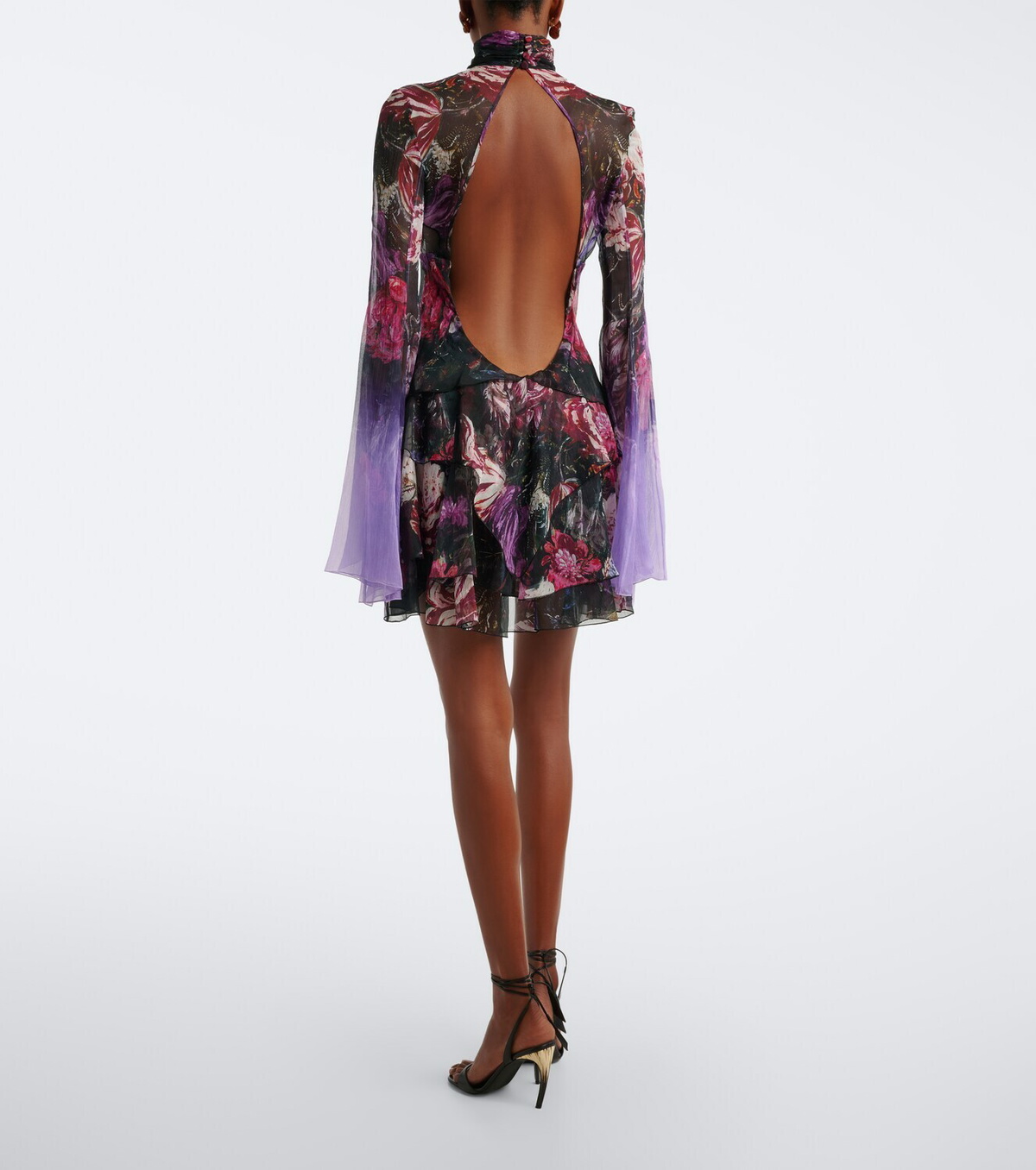 Roberto Cavalli Floral open-back silk minidress