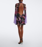Roberto Cavalli Floral open-back silk minidress