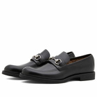 Gucci Men's Rubber Sole Tempe Horsebit Leather Loafer in Black