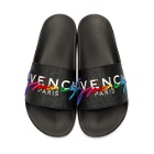 Givenchy Black and Multicolor Logo Slides