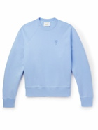 AMI PARIS - Logo-Embroidered Cotton-Jersey Sweatshirt - Blue