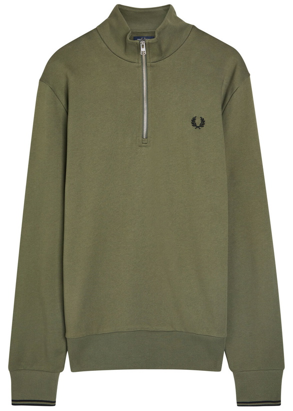 Photo: Fred Perry Half-zip Cotton Sweatshirt Green
