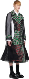 Comme des Garçons Homme Plus Black & Green Tulle & Jacquard Lame Polka Dots Trench Coat