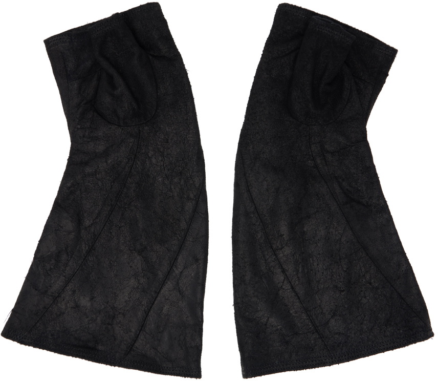 Julius Black Kangaroo Skin Fingerless Gloves