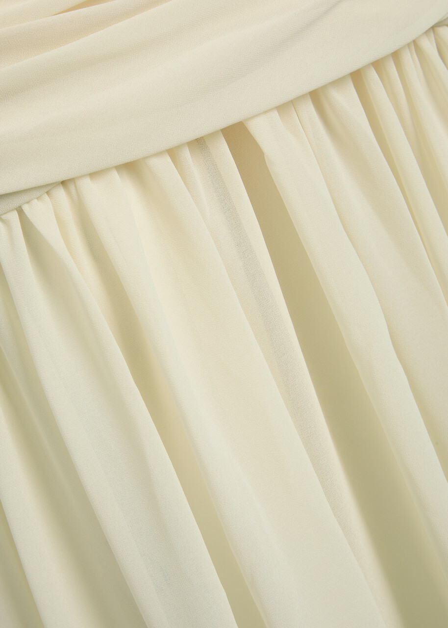 DE LA Vali Cruz Draped Scarf-effect Chiffon Maxi Dress Cream