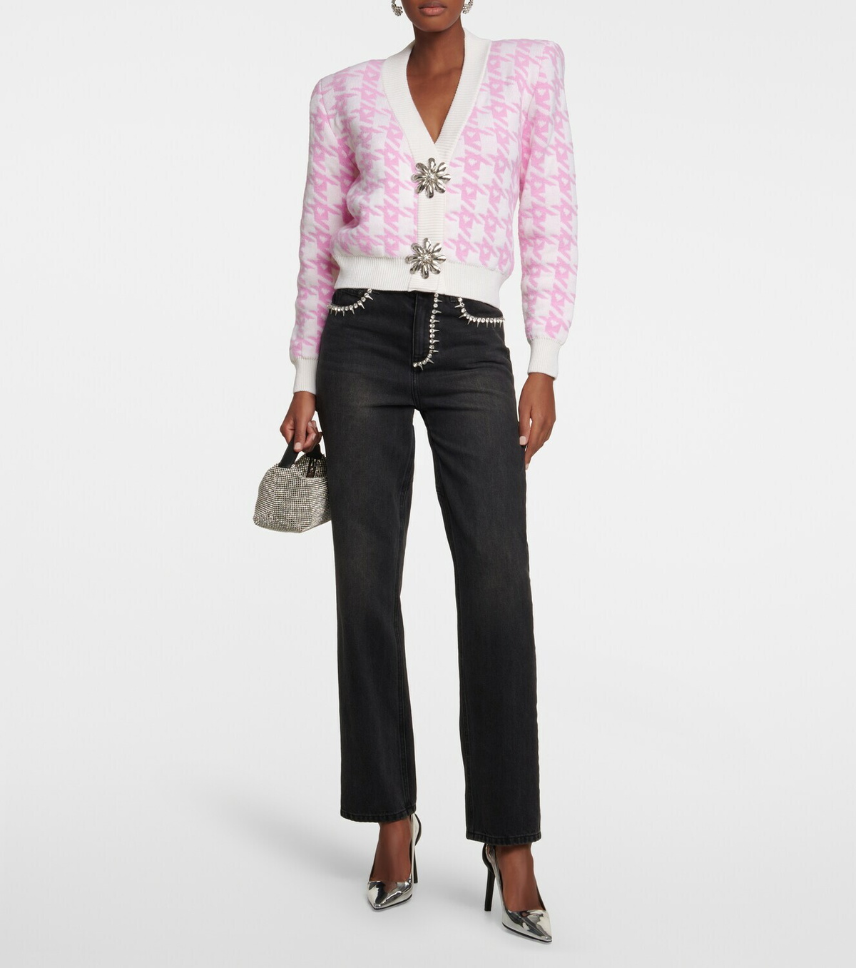 Area - Checked crop cardigan