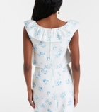 Shushu/Tong Floral ruffled cotton and silk top