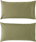 Tekla Two-Pack Green Percale Pillowcases
