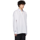ADER error White and Blue Unbalanced Double Collar Shirt
