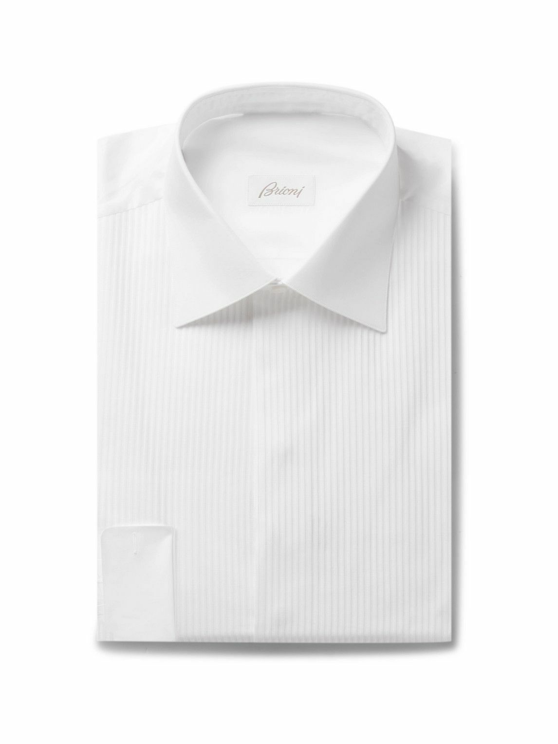 Brioni - White Slim-Fit Bib-Front Double-Cuff Cotton-Voile Shirt ...