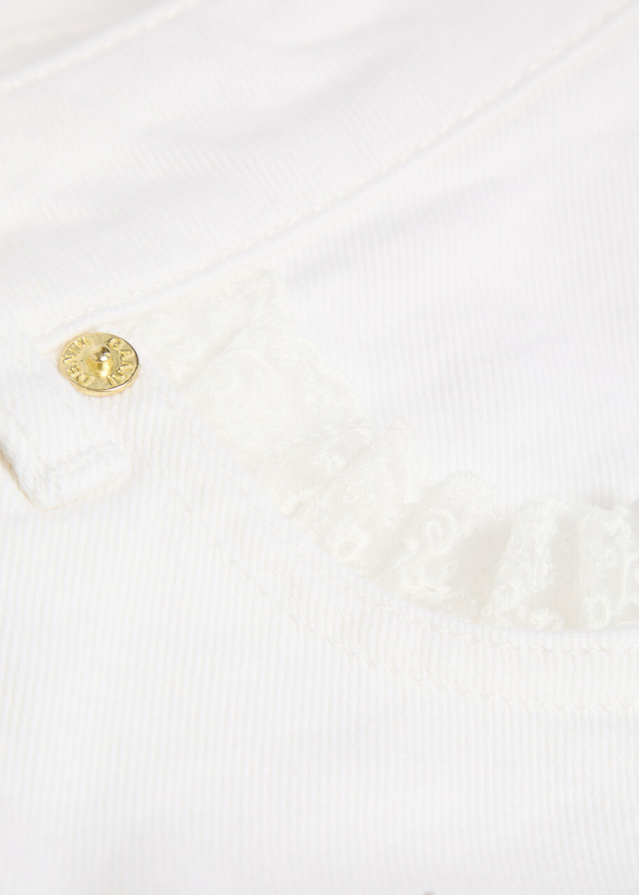 Ganni Lace-trimmed Denim Shorts White