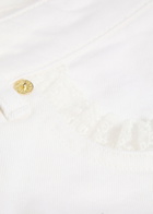 Ganni Lace-trimmed Denim Shorts White