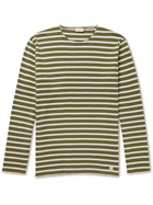 Armor Lux - Logo-Appliquéd Striped Organic Cotton-Jersey T-Shirt - Green
