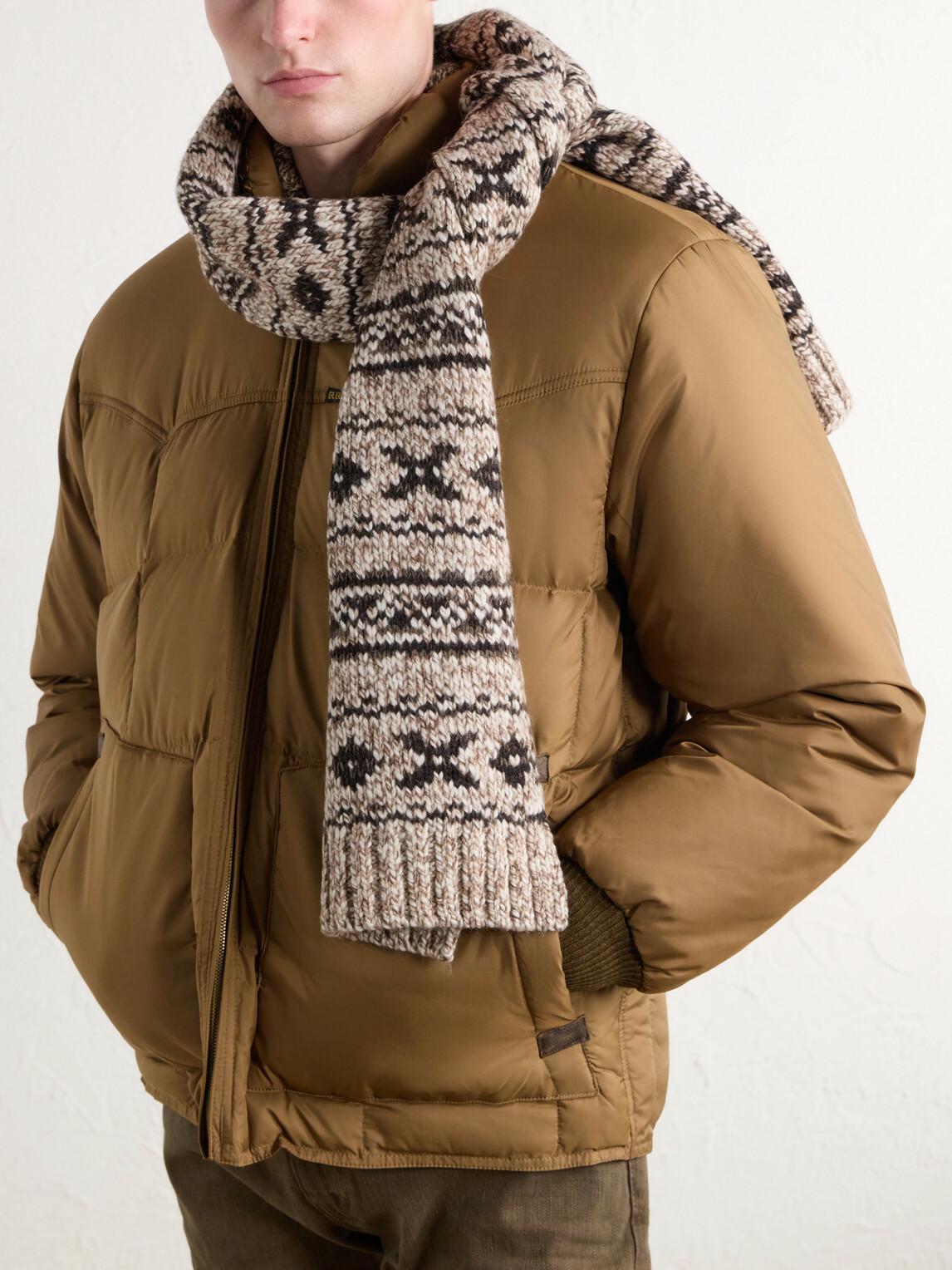 RRL - Fair Isle Wool-Blend Jacquard Scarf - Brown