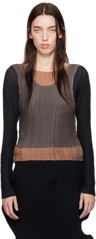 Photo: ISSEY MIYAKE Black Layered Color Pleats T-shirt