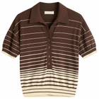 Faithfull The Brand Women's Sable Polo Shirt in Accordion Stripe Brown Beige