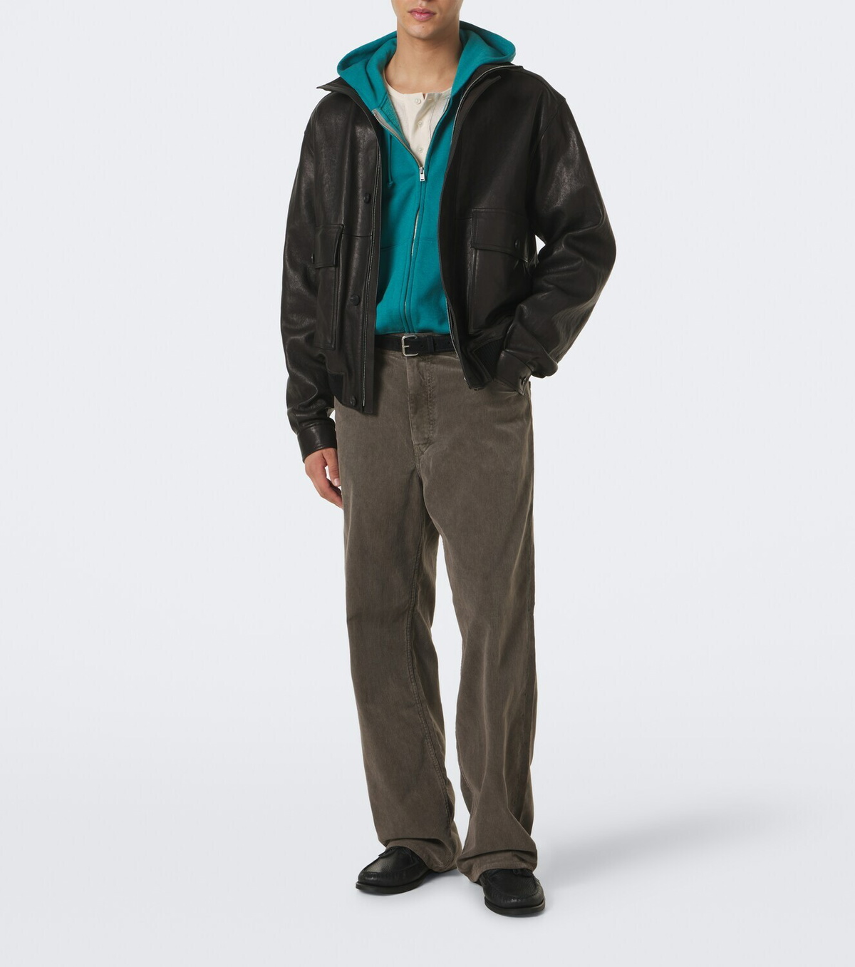 Auralee Cotton, wool, and silk zip-up hoodie