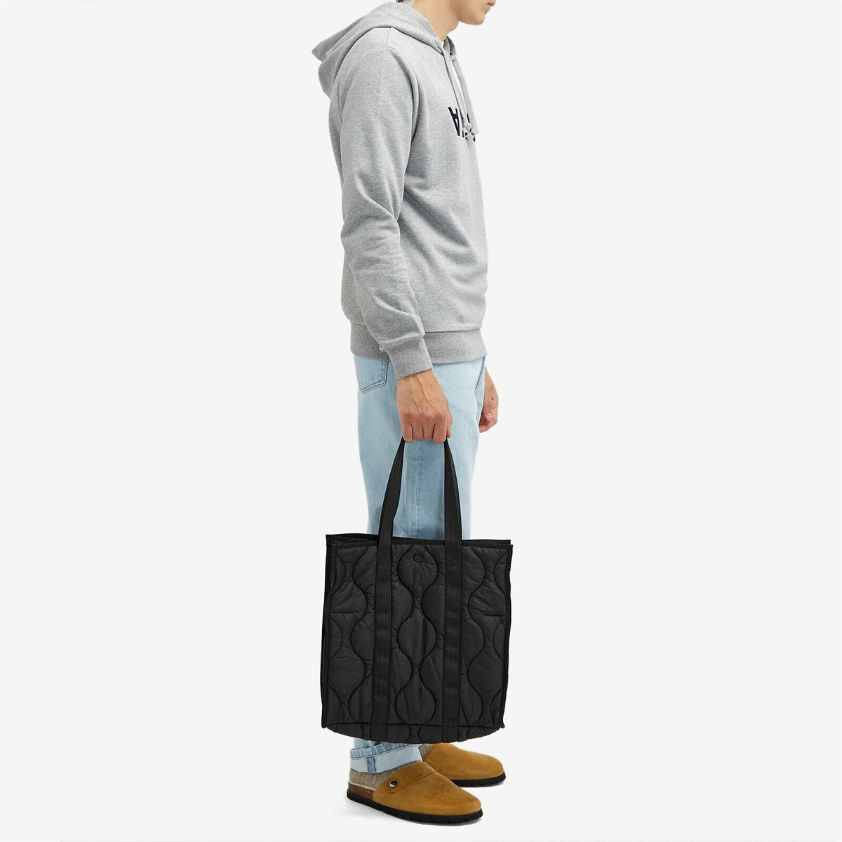 A.P.C. Men s Louise Quilted Tote Bag in Black