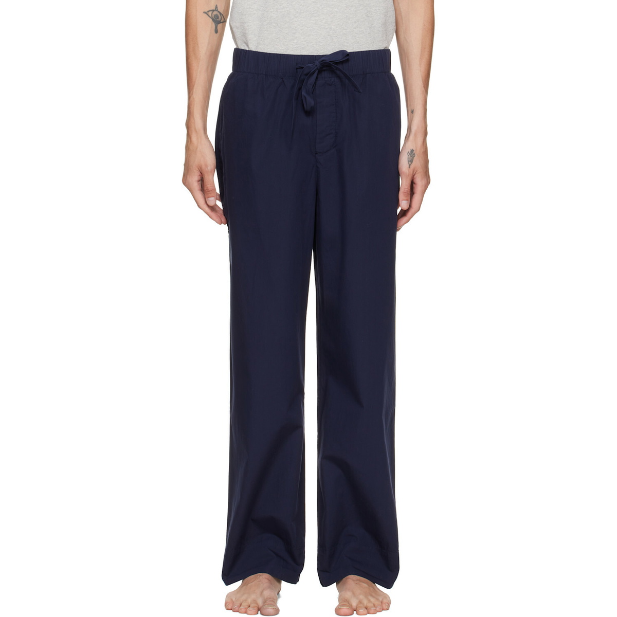 Tekla Navy Poplin Pyjama Pants