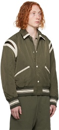 Emporio Armani Green Spread Collar Bomber Jacket