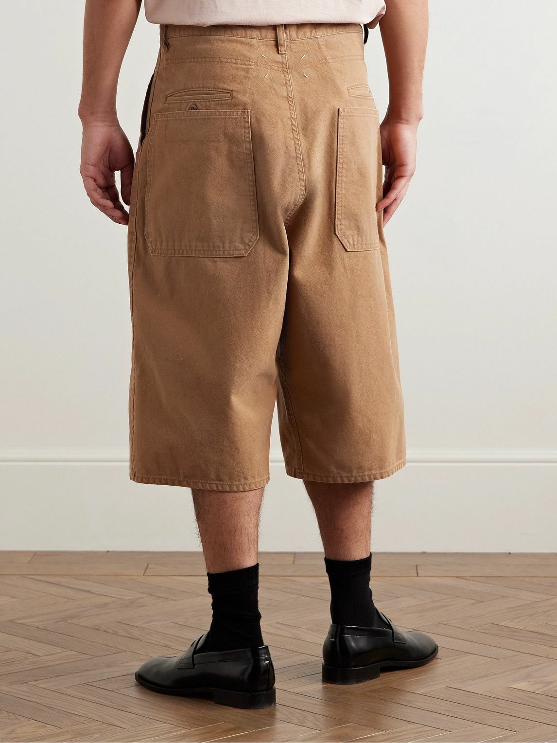 Maison Margiela - Wide-Leg Cotton-Canvas Shorts - Brown Maison