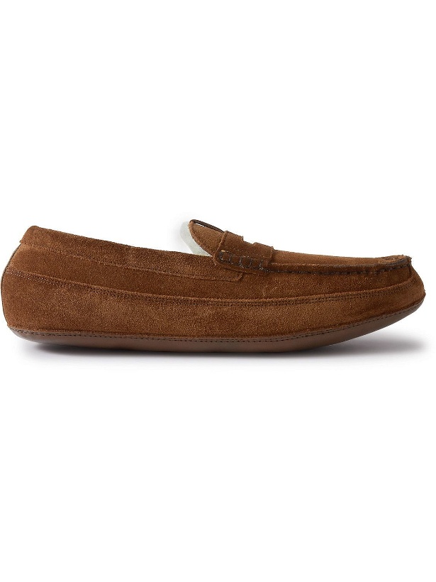 Photo: Grenson - Sly Shearling-Lined Suede Slippers - Brown
