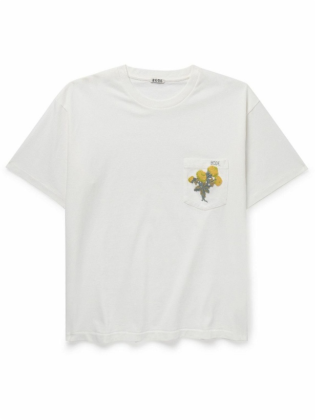 Photo: BODE - Logo-Embroidered Cotton-Jersey T-Shirt - White