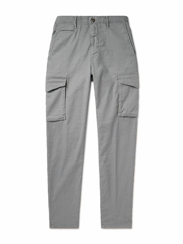 Photo: Incotex - Straight-Leg Linen-Blend Cargo Trousers - Gray