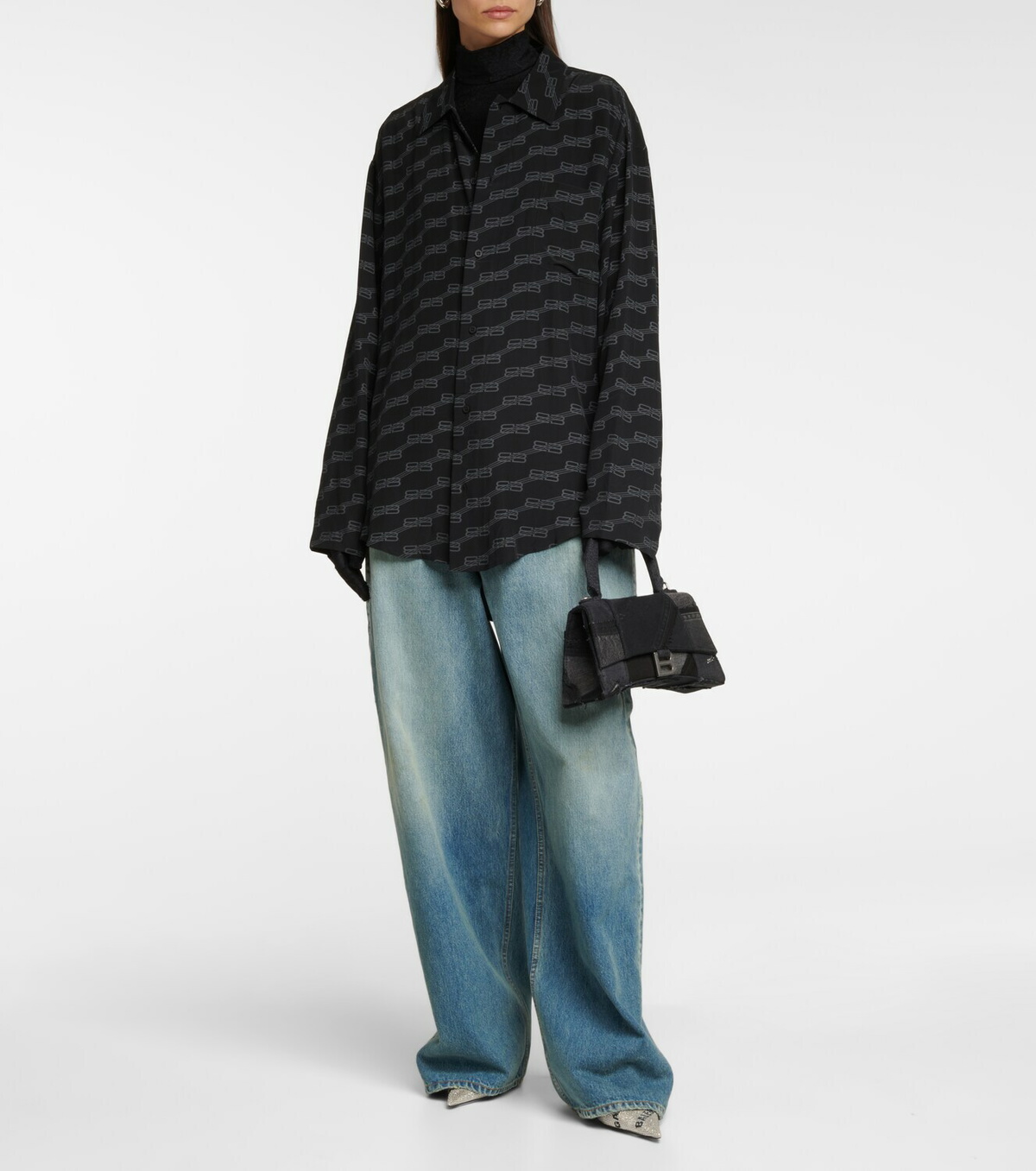 Balenciaga - Hourglass Small denim crossbody bag Balenciaga
